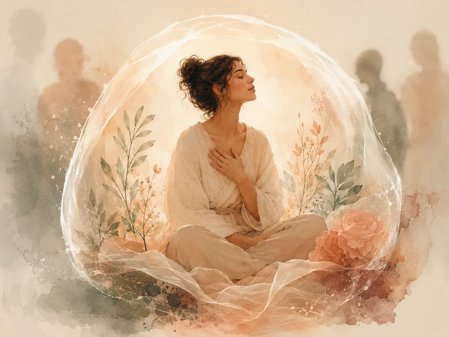 A woman taking a quiet pause to protect her peace before responding